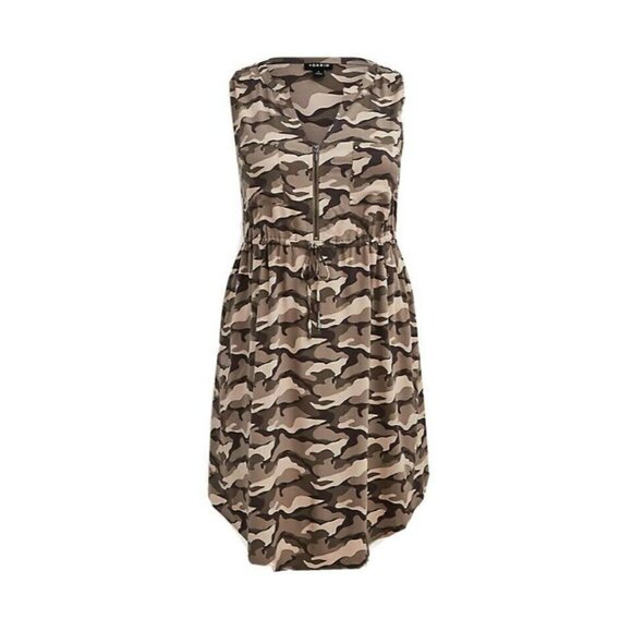 TORRID Sleeveless 1/4 Zip Up Front shirt Dress Challis Camo Plus Size 1X - Picture 1 of 4